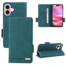 Per iPhone 16 Plus Custodia in pelle con chiusura magnetica (verde)