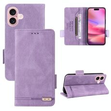 Per iPhone 16 Plus Custodia in pelle con chiusura magnetica (viola)