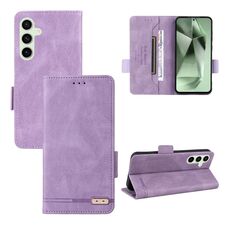 Per Samsung Galaxy S24 FE 5G Custodia in pelle con chiusura magnetica (viola)