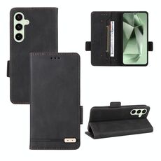 Custodia per telefono in pelle con chiusura magnetica per Samsung Galaxy S24 FE 5G (nera)