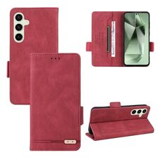 Custodia per telefono in pelle con chiusura magnetica per Samsung Galaxy S24 FE 5G (rossa)