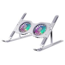Supporto di raffreddamento dual-core per laptop in lega di alluminio R-JUST HZ45 (argento)