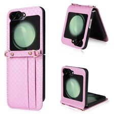 Per Samsung Galaxy Z Flip6 Custodia a Tracolla con Tracolla a Diamante e Pieghevole (Rosa)
