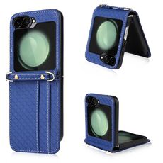 Per Samsung Galaxy Z Flip6 Custodia a Tracolla Pieghevole con Reticolo di Diamanti (Blu)