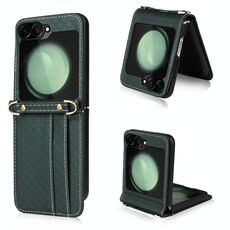 Per Samsung Galaxy Z Flip6 Custodia a Tracolla con Tracolla a Diamante e Pieghevole (Verde Scuro)