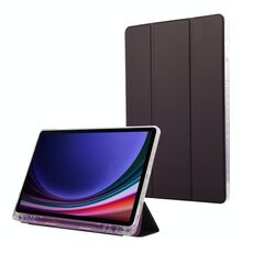 Per Samsung Galaxy Tab S9 / S9 FE Custodia per tablet in pelle a 3 pieghe in acrilico trasparente in fibra di carbonio (viola)