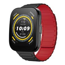 Per Amazfit Watch Bip 5 22mm Cinturino per orologio magnetico in silicone a forma di I (nero+rosso)