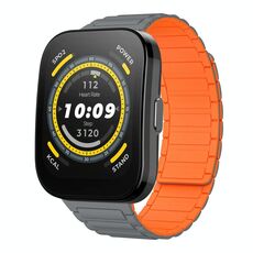 Per Amazfit Watch Bip 5 22mm Cinturino in silicone magnetico a forma di I (grigio+arancione)