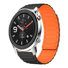 Per Amazfit Watch GTR 4 22mm Cinturino in silicone magnetico a forma di I (nero+arancione)