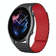 Per Amazfit Watch GTR 3 22mm Cinturino magnetico in silicone a forma di I (nero+rosso)