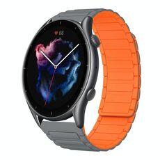 Per Amazfit Watch GTR 3 22mm Cinturino in silicone magnetico a forma di I (grigio+arancione)