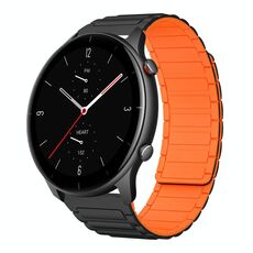 Per Amazfit Watch GTR 2e 22mm Cinturino in silicone magnetico a forma di I (nero+arancione)