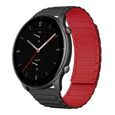 Per Amazfit Watch GTR 2e 22mm Cinturino per orologio magnetico in silicone a forma di I (nero+rosso)