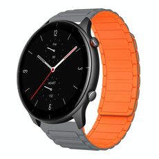 Per Amazfit Watch GTR 2e 22mm Cinturino in silicone magnetico a forma di I (grigio+arancione)