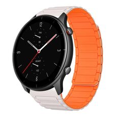 Per Amazfit Watch GTR 2e 22mm Cinturino per orologio magnetico in silicone a forma di I (Starlight+arancione)