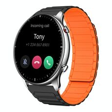 Per Amazfit Watch GTR 2 22mm Cinturino in silicone magnetico a forma di I (nero+arancione)