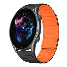 Per Amazfit Sport Watch 3 22mm Cinturino in silicone magnetico a forma di I (nero+arancione)