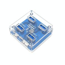 4 x USB 3.0 HUB 5 Gbps Docking Station trasparente Adattatore USB Splitter (quadrato)