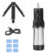 Lampada da campeggio magnetica per tende da campeggio repellente per zanzare 3 in 1 a LED (W8122 nero)