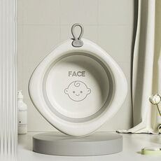 Lavandino pieghevole per bambini, per neonati, portatile, in plastica spessa (grigio)