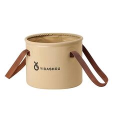 Secchio pieghevole per esterni, da viaggio, da campeggio, portatile, di grande capacità, per l'acqua, capacità: 10 l, beige