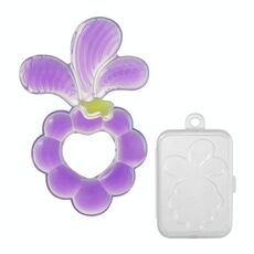 Dentizione per bambini in silicone alimentare a forma di uva, bastoncini per la dentizione dei bambini, stuzzichini in silicone alla frutta, colore: con scatola viola