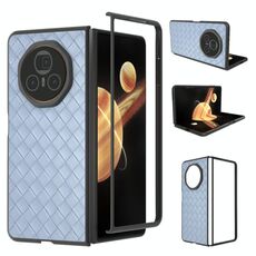 Custodia per telefono in PU con trama intrecciata con cornice nera per Honor Magic V3 (azzurro)