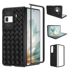 Custodia per telefono in PU con trama intrecciata con cornice nera per Honor Magic Vs3 (nera)