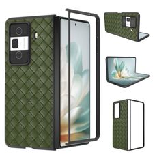Custodia per telefono in PU con trama intrecciata con cornice nera per Honor Magic Vs3 (verde)