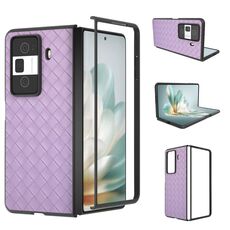 Custodia per telefono in PU con trama intrecciata e cornice nera per Honor Magic Vs3 (viola)