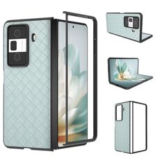 Custodia per telefono in PU con trama intrecciata con cornice nera per Honor Magic Vs3 (verde chiaro)