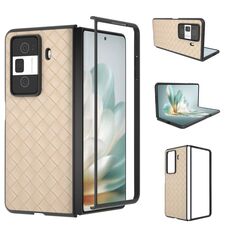 Custodia per telefono in PU con trama intrecciata con cornice nera per Honor Magic Vs3 (beige)