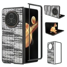 Custodia per telefono in PU con trama a reticolo e colore della cornice nera per Honor Magic V3 (nera)