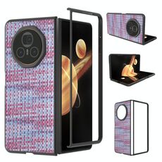 Custodia per telefono in PU con trama a reticolo per Honor Magic V3 con cornice nera (viola)