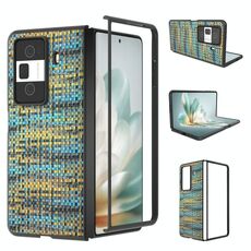 Custodia per telefono in PU con trama a reticolo e colore della cornice nera per Honor Magic Vs3 (oro)