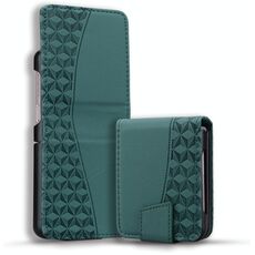Per Samsung Galaxy Z Flip6 Custodia in pelle con fibbia a diamante e cordino (verde)