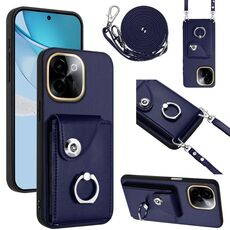 Per vivo Y200 Organ Card Bag Ring Holder Custodia per telefono con cordino lungo (blu)