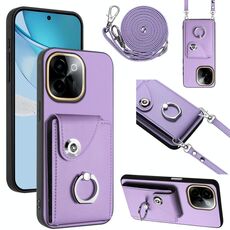 Custodia per telefono con supporto per anello per borsa per organo vivo Y200 con cordino lungo (viola)