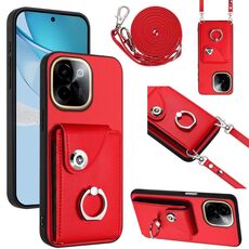 Per vivo Y200 Organ Card Bag Ring Holder Custodia per telefono con cordino lungo (rosso)