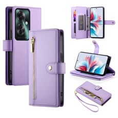 Per OPPO Reno11 F Nove slot per schede Custodia a portafoglio con cerniera Custodia in pelle per telefono (viola)