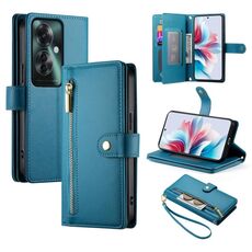 Per OPPO Reno11 F Custodia in pelle con cerniera e nove slot per schede (blu)