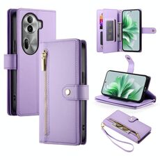 Per OPPO Reno11 Pro Global Nine Card-slot Zipper Wallet Bag Custodia in pelle per telefono (viola)