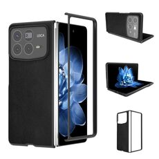Per Xiaomi Mix Fold 4 Custodia per telefono con copertura completa in pelle PU e cornice nera (nero)