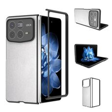 Per Xiaomi Mix Fold 4 Custodia per telefono con copertura completa in pelle PU e cornice nera (argento)