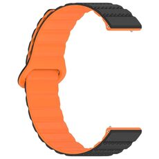 Cinturino per orologio magnetico in silicone con anello punteggiato da 20 mm (nero arancione)