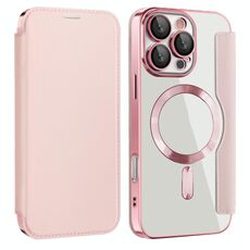 Per iPhone 16 Pro Max Custodia magnetica antifurto in pelle con protezione RFID MagSafe (rosa)