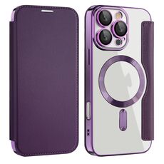 Per iPhone 16 Pro Max Custodia magnetica antifurto in pelle con protezione RFID MagSafe (viola)