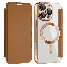 Per iPhone 16 Pro Max Custodia in pelle antifurto magnetica MagSafe RFID (marrone)
