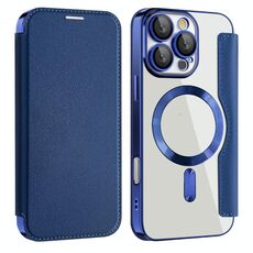 Per iPhone 16 Pro Max Custodia magnetica antifurto in pelle con protezione RFID MagSafe (blu scuro)
