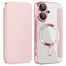 Per iPhone 16 Plus Custodia magnetica antifurto in pelle con protezione RFID MagSafe (rosa)